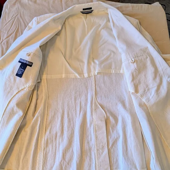 Andrew Fezza Linen Blend Blazer Cream Neutral Tailored Jacket Minimalist Coastal - Picture 11 of 15